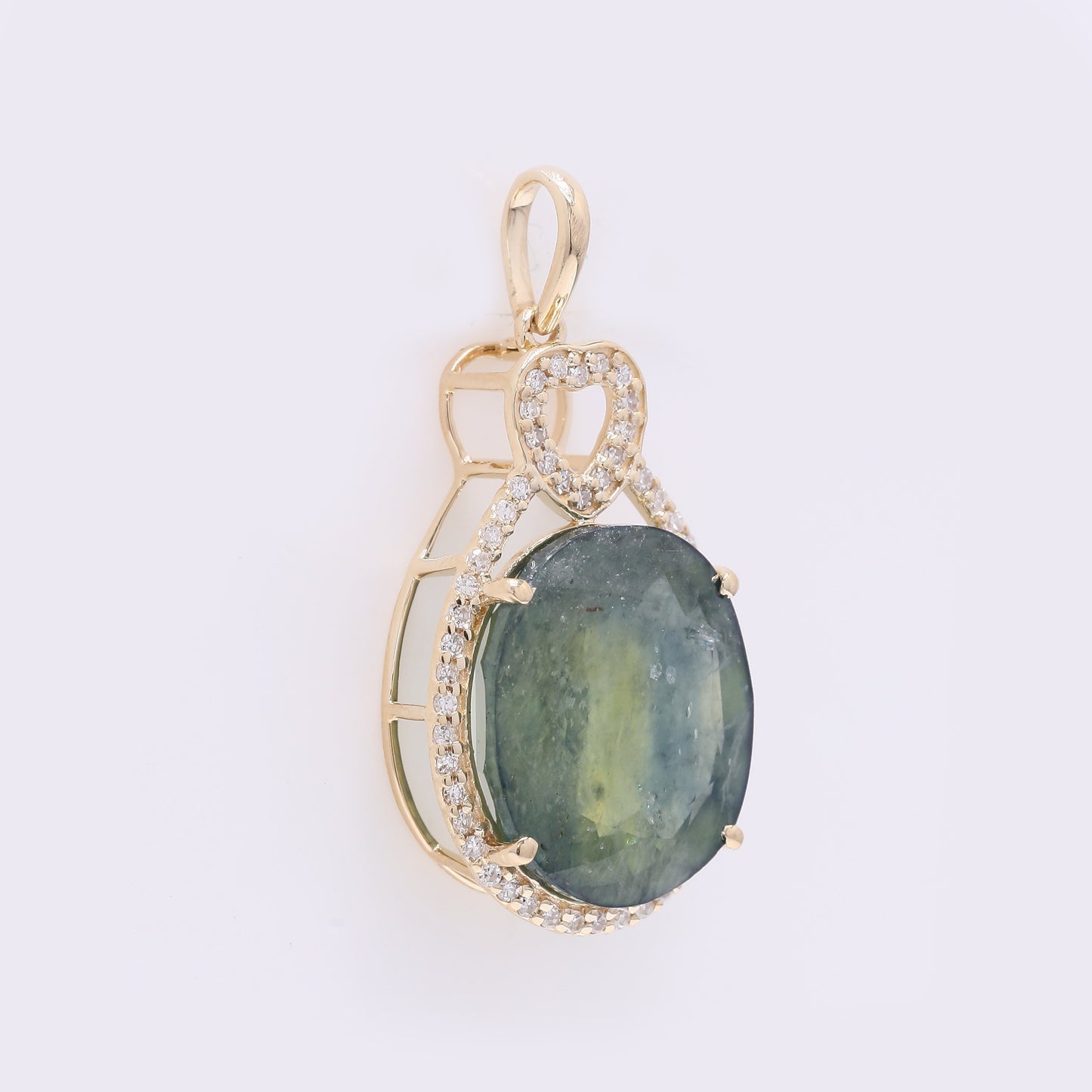 9.62 Ct Oval Mixed Cut Natural Sapphire 14K Gold Pendant