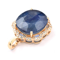 5.61 Ct Oval Mixed Cut Natural Sapphire 14K Gold Pendant