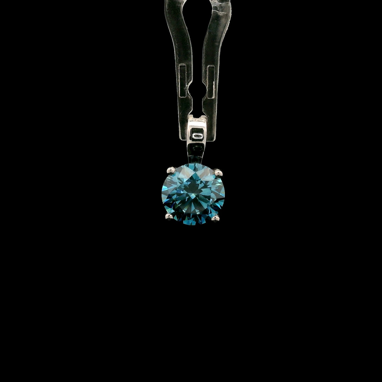 1.58 Carats Blue Lab Grown Diamond 14K Gold Pendant