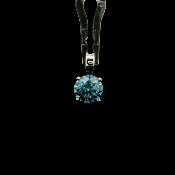1.58 Carats Blue Lab Grown Diamond 14K Gold Pendant
