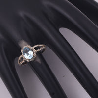 1.80 Ct Oval Blue Topaz 9K Gold Ring