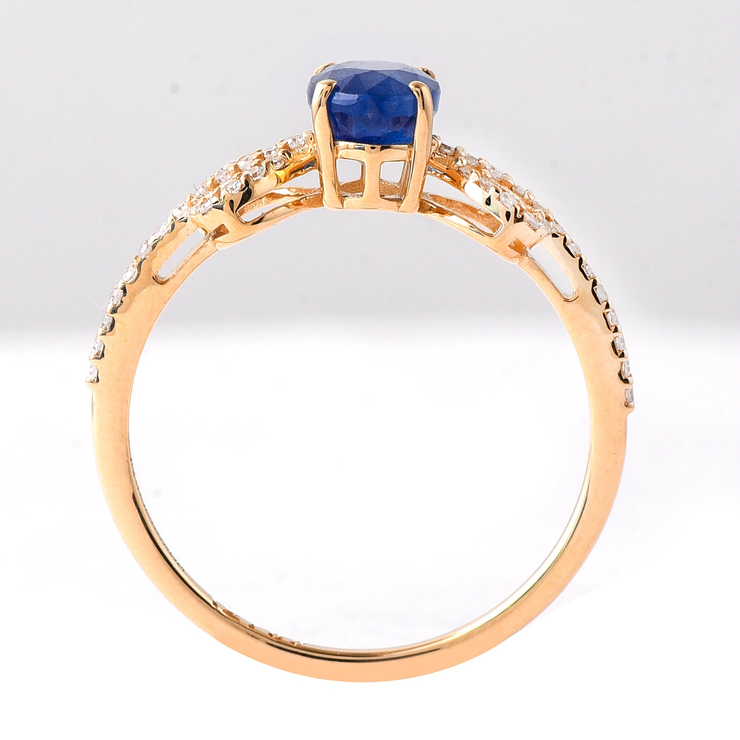 1.43 Ct Oval Mixed Cut Natural Sapphire 14K Gold Ring
