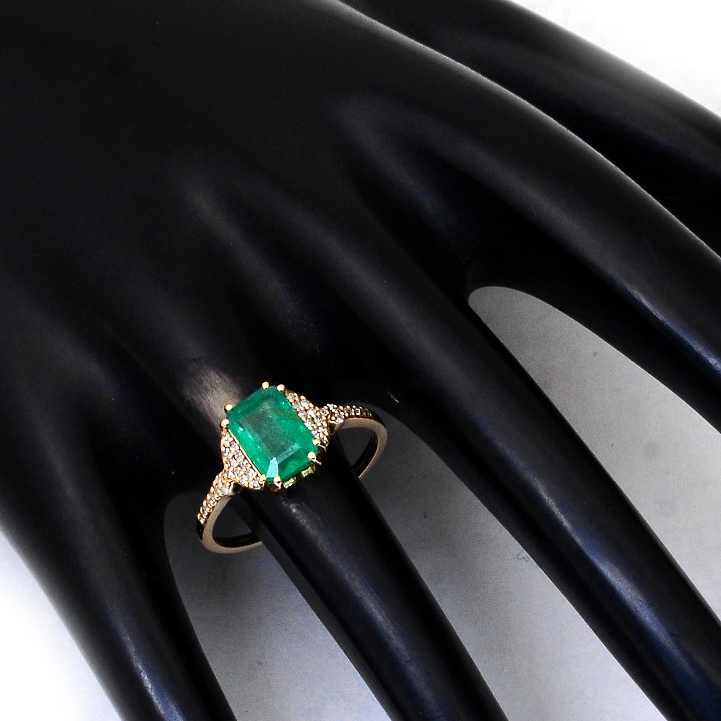 1.57 Ct Octagon Step Cut Natural Emerald 14K Gold Ring