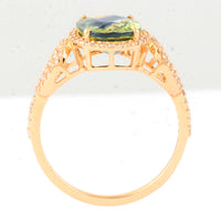 3.29 Ct Oval Mixed Cut Natural Bi Coloured Sapphire 14K Gold Ring