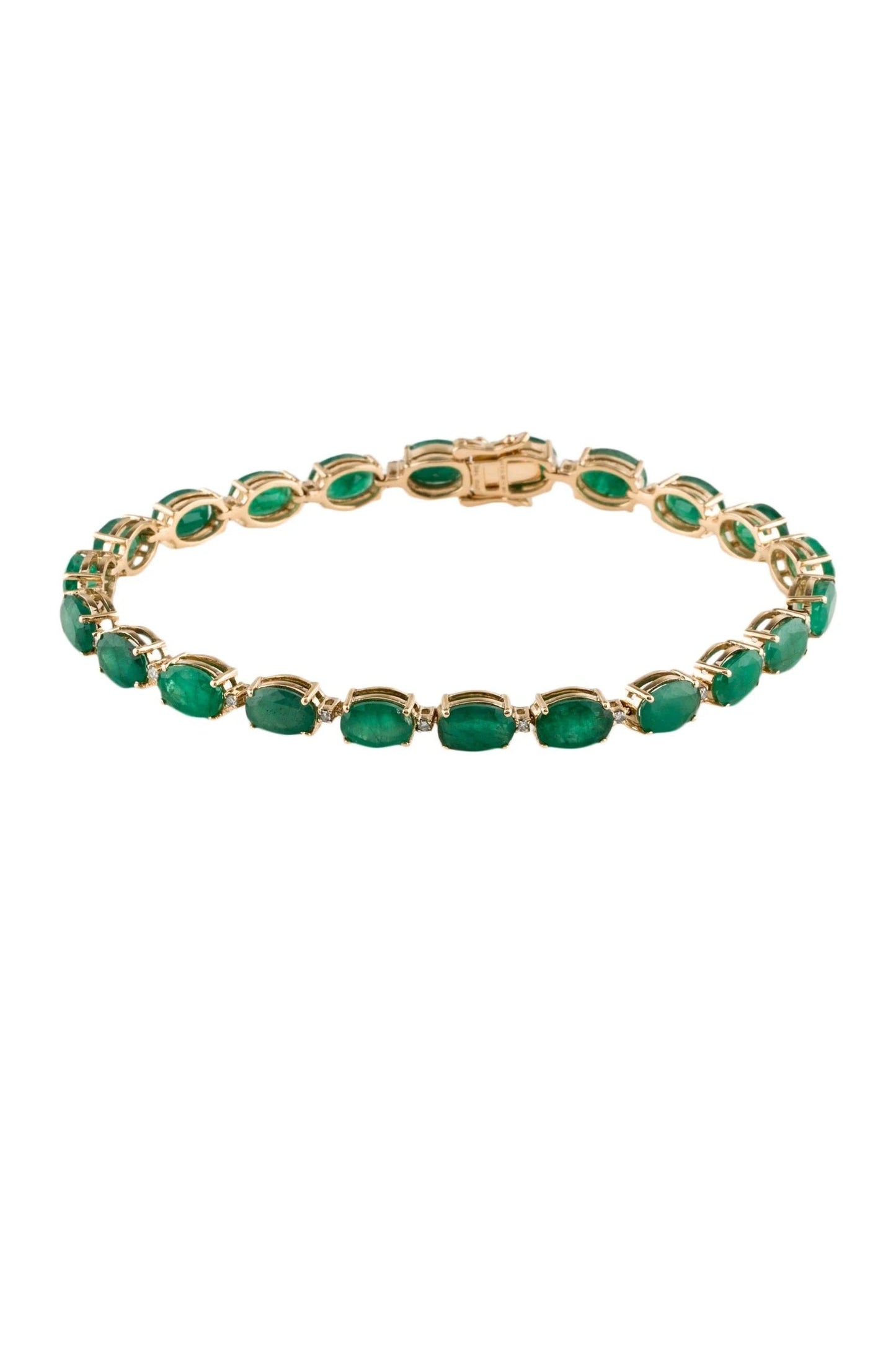 14K 14.96ctw Emerald & Diamond Link Bracelet