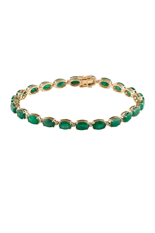 14K 14.96ctw Emerald & Diamond Link Bracelet