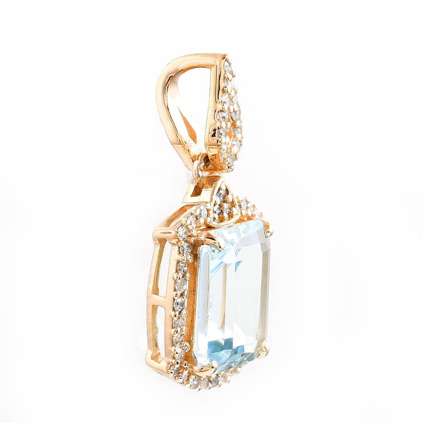 1.68 Ct Octagon Step Cut Natural Aquamarine 14K Gold Pendant