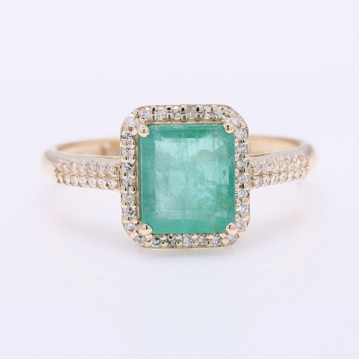 1.74 Ct Octagon Step Cut Natural Emerald 14K Gold Ring