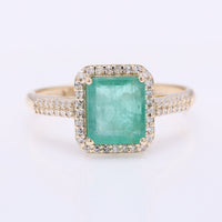 1.74 Ct Octagon Step Cut Natural Emerald 14K Gold Ring