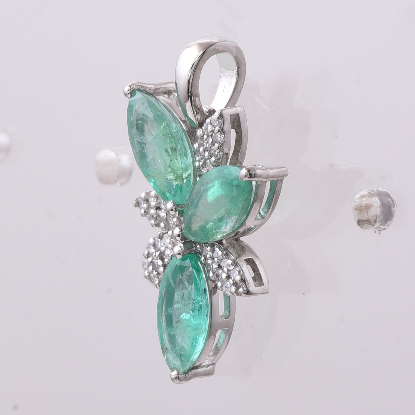 1.59 Ct Marquise Mixed Cut Natural Emerald 950 Platinum Pendant