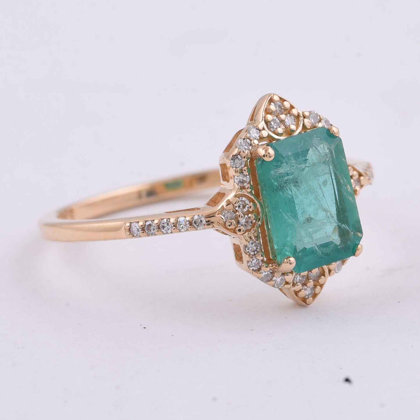 1.24 Ct Octagon Step Cut Natural Emerald 14K Gold Ring