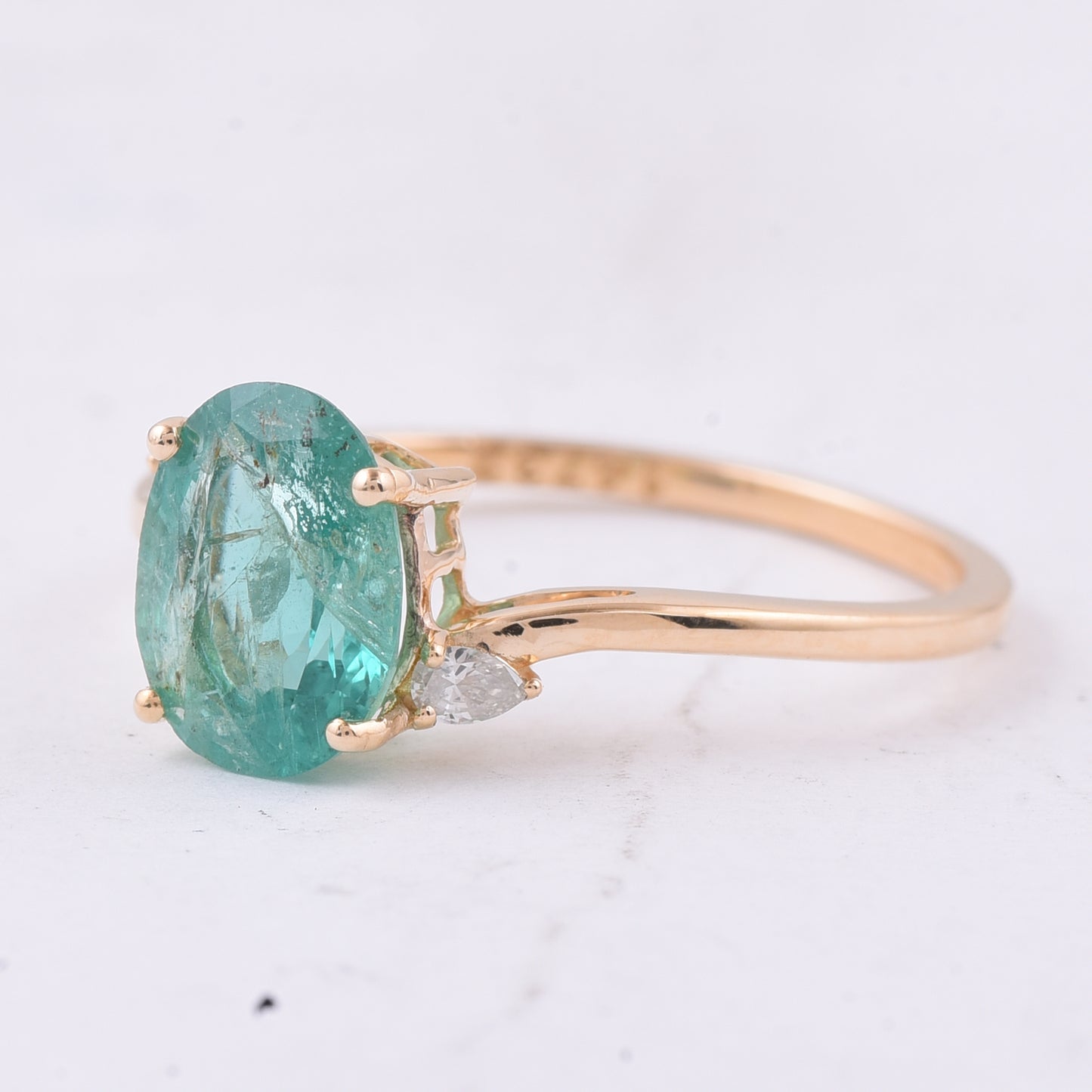 1.18 Ct Oval Natural Emerald 14K Gold Ring