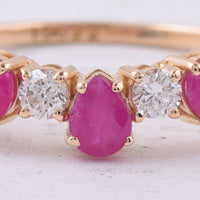 1.14 Ct Pear Natural Ruby 14K Gold Ring
