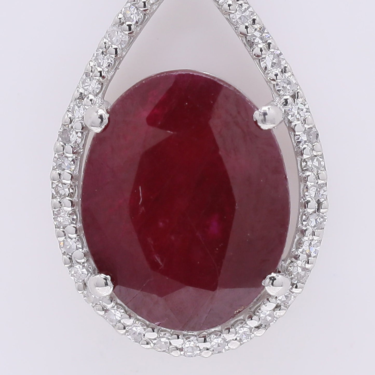 3.45 Ct Oval Mixed Cut Natural Ruby 950 Platinum Pendant