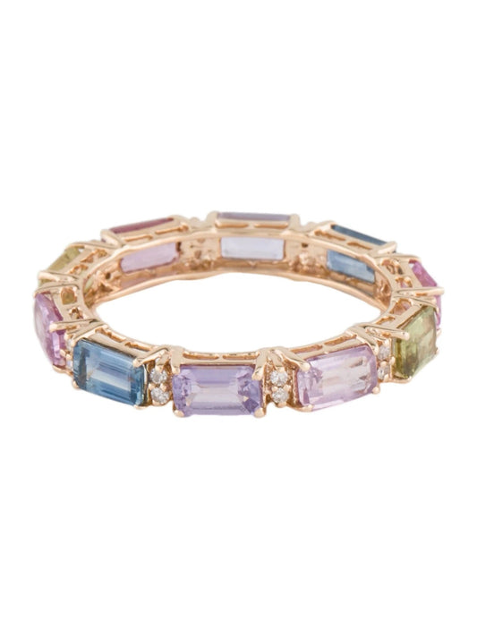 14K 2.70ctw Sapphire & Diamond Eternity Band