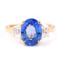 4.94 Ct Oval Sapphire 18K Gold Ring
