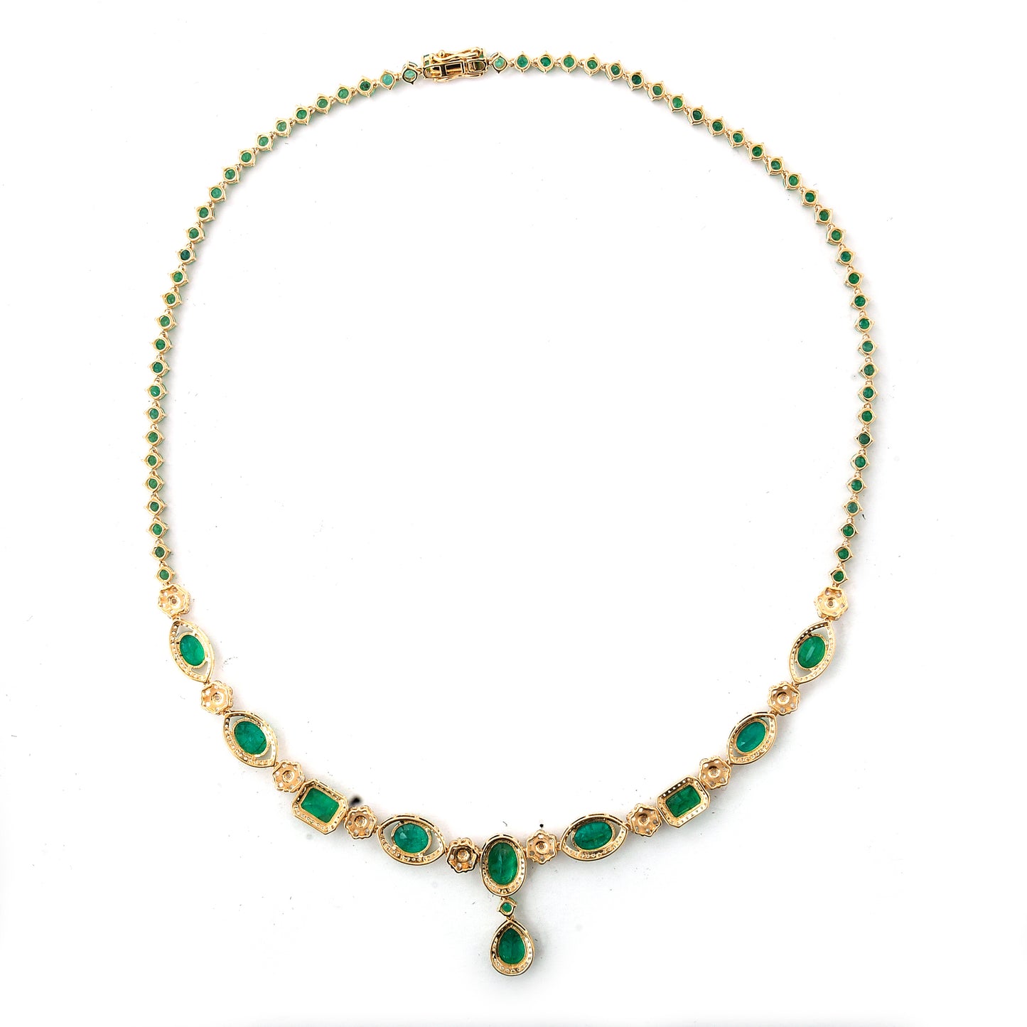 21.53 Ct Natural Emerald 14K Gold Necklace
