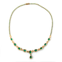 21.53 Ct Natural Emerald 14K Gold Necklace