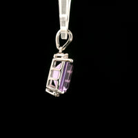 3.26 Ct Octagon Amethyst, White Zircon 925 Sterling Silver Pendant