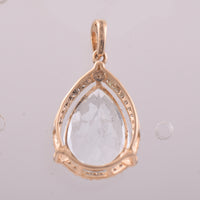 3.51 Ct Pear Mixed Cut Natural Aquamarine 14K Gold Pendant