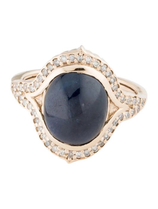 14K 6.51ct Sapphire & Diamond Cocktail Ring