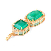 3.35 Ct Octagon Step Cut, Cushion Mixed Cut Natural Emerald 14K Gold Pendant