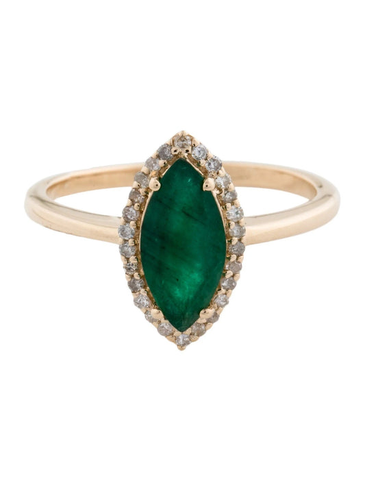 14K 1.02ct Emerald & Diamond Cocktail Ring