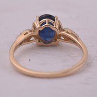1.96 Ct Oval Mixed Cut Natural Sapphire 14K Gold Ring