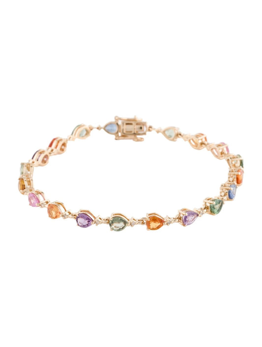 14K Sapphire & Diamond Link Bracelet