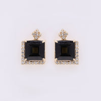 2.72 Ct Square Step Cut Natural Tourmaline 14K Gold Earrings