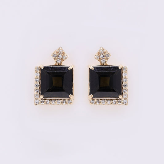 2.72 Ct Square Step Cut Natural Tourmaline 14K Gold Earrings
