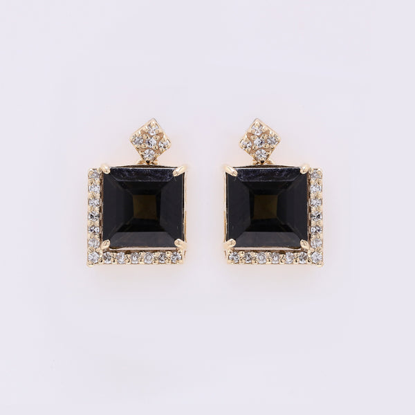 2.72 Ct Square Step Cut Natural Tourmaline 14K Gold Earrings