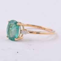 1.70 Ct Oval Natural Emerald 14K Gold Ring