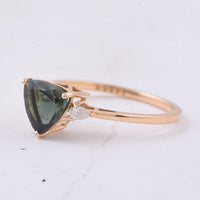 1.44 Ct Triangle Natural Green Tourmaline 14K Gold Ring