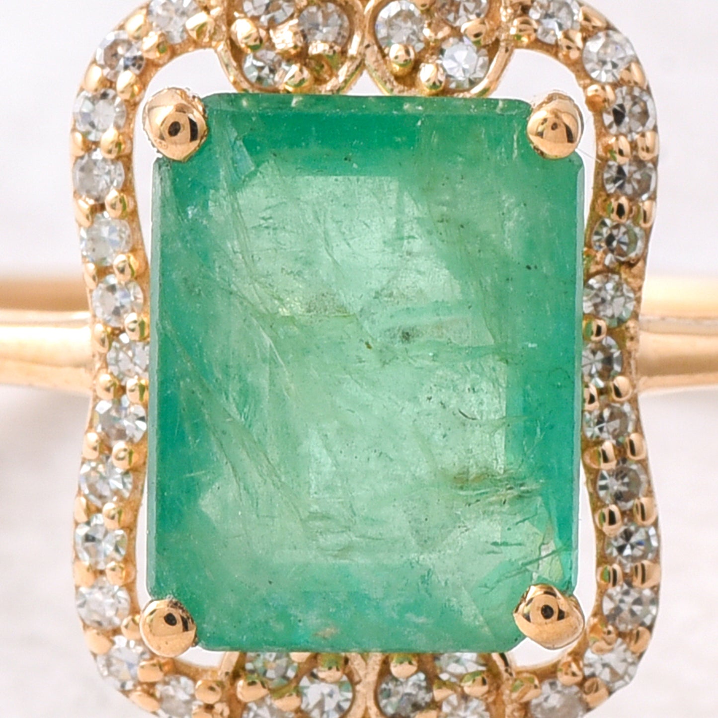 2.19 Ct Octagon Step Cut Natural Emerald 14K Gold Ring