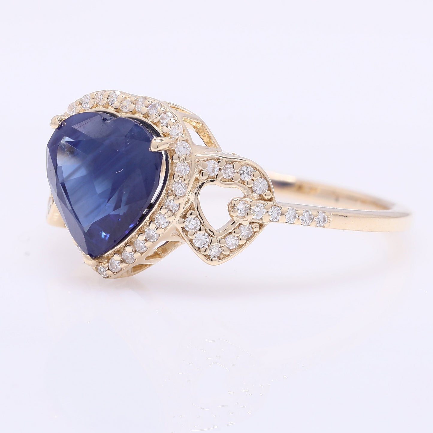 2.57 Ct Heart Mixed Cut Natural Sapphire 14K Gold Ring