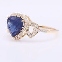 2.57 Ct Heart Mixed Cut Natural Sapphire 14K Gold Ring