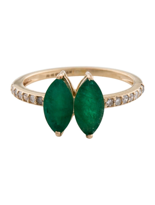 14K 1.52ctw Emerald & Diamond Cocktail Ring