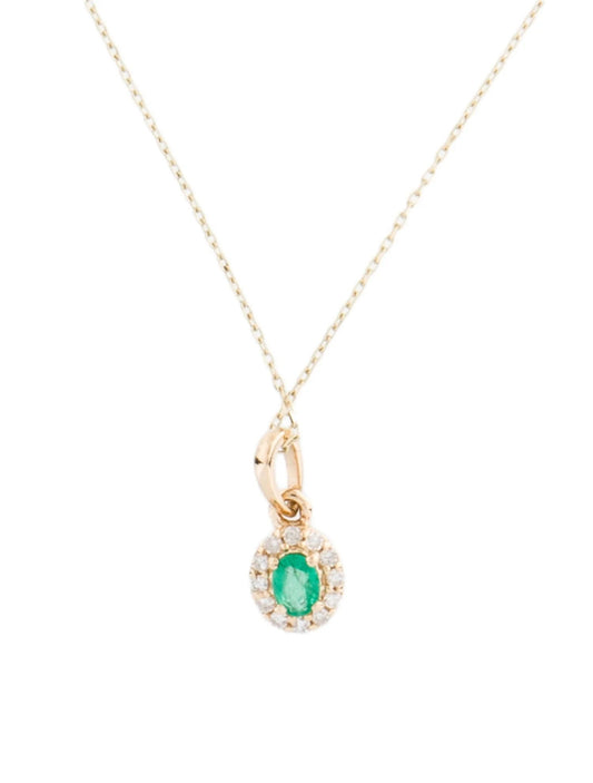 14K Emerald & Diamond Pendant Necklace
