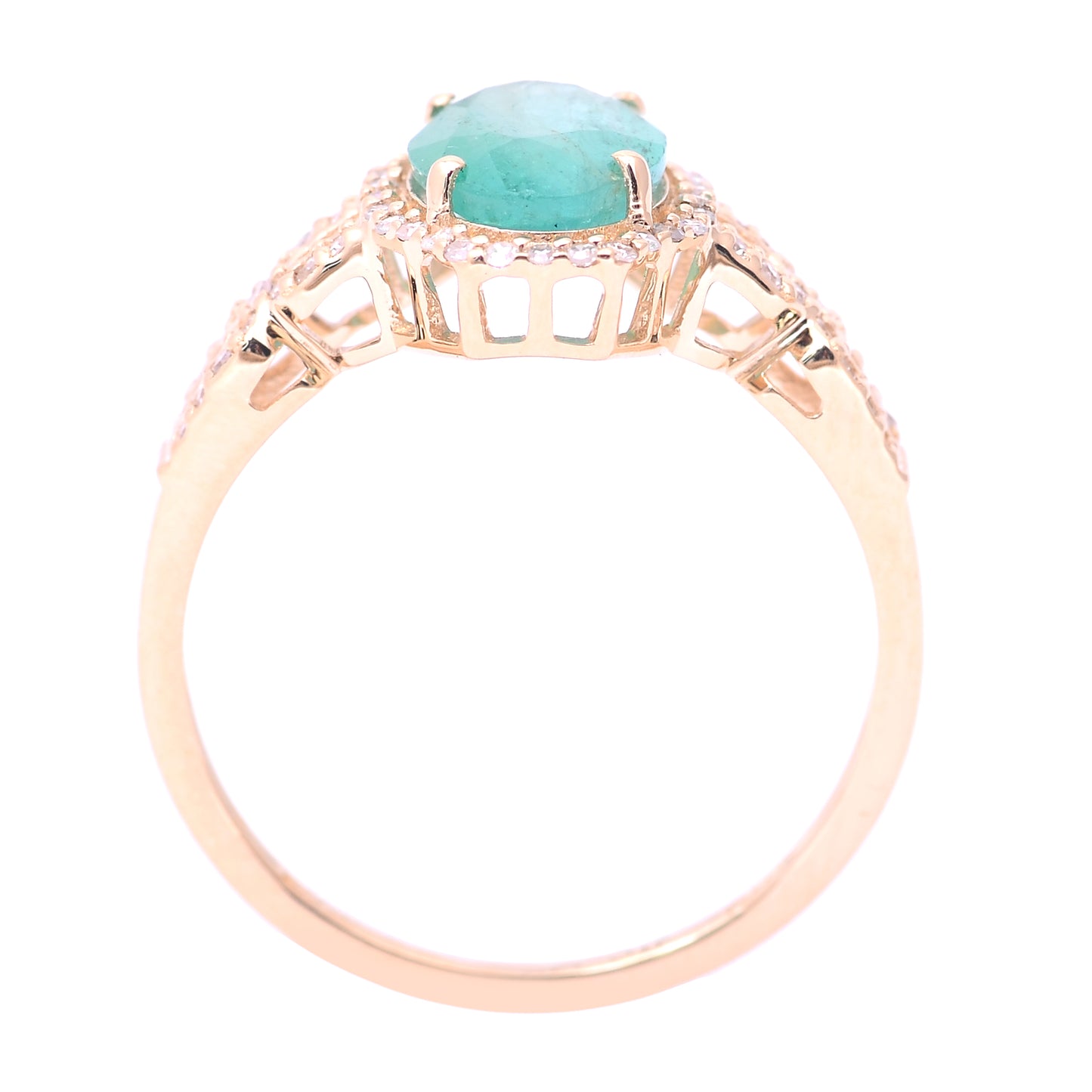 1.87 Ct Oval Mixed Cut Natural Emerald 14K Gold Ring