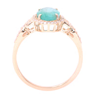 1.87 Ct Oval Mixed Cut Natural Emerald 14K Gold Ring