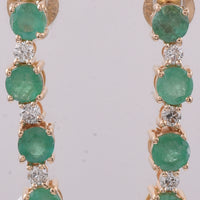 0.96 Ct Round Natural Emerald 14K Gold Earrings