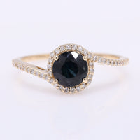1.10 Ct Round Mixed Cut Natural Sapphire 14K Gold Ring