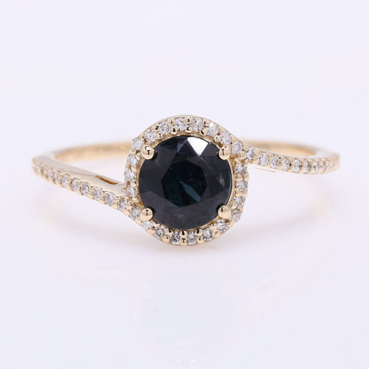 1.10 Ct Round Mixed Cut Natural Sapphire 14K Gold Ring