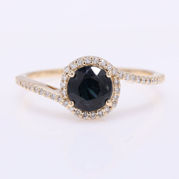 1.10 Ct Round Mixed Cut Natural Sapphire 14K Gold Ring