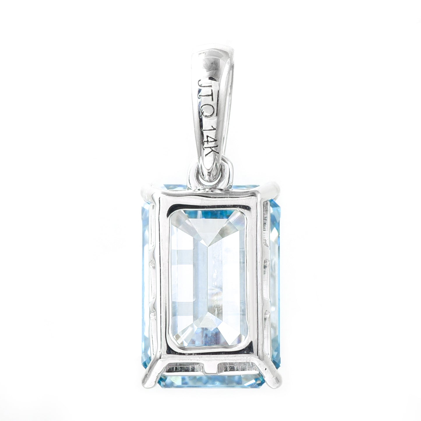 2.09 Ct Emerald Cut Blue Lab Grown Diamond 14K Gold Pendant
