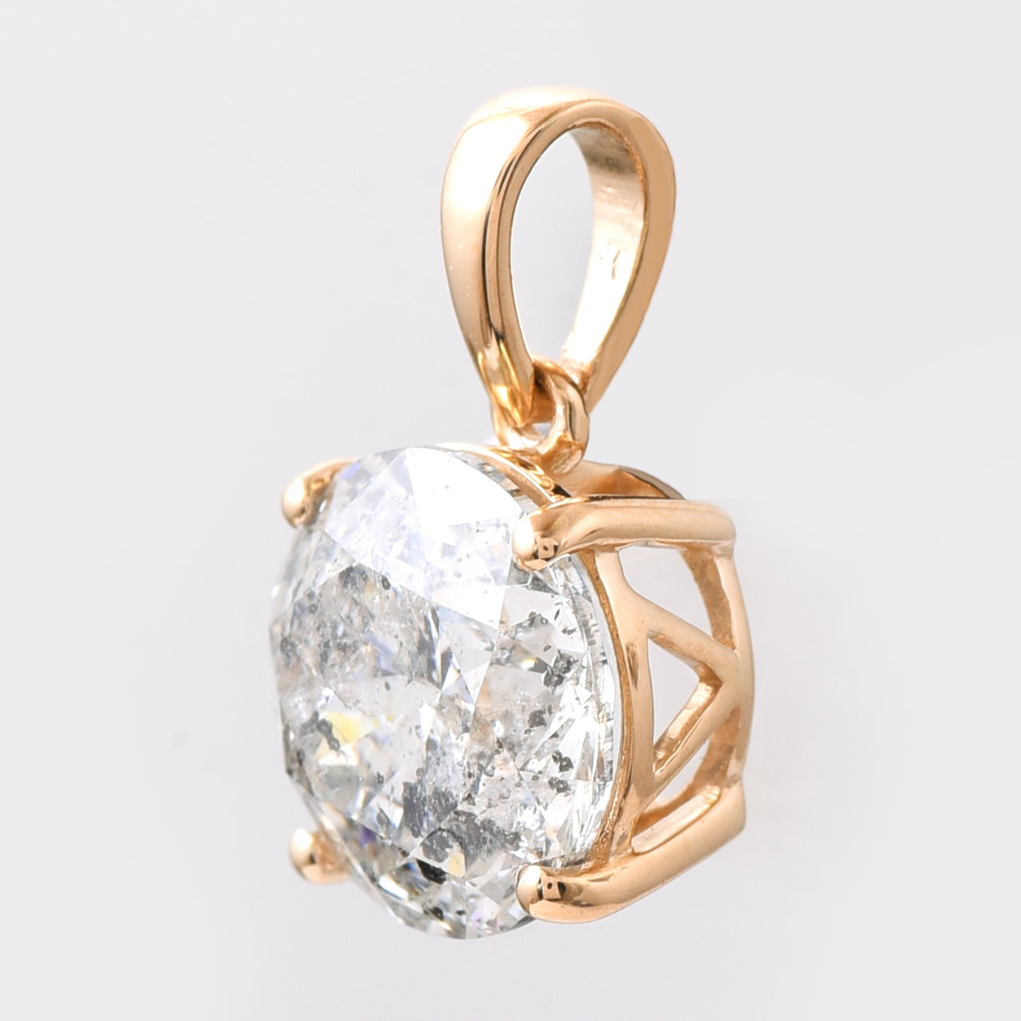 2.08 Ct Round Diamond 14K Gold Pendant