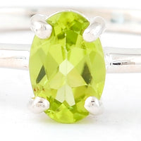 0.57 Ct Oval Peridot, 925 Sterling Silver Ring