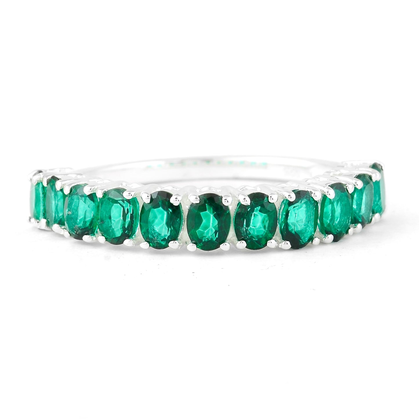 2.34 Ct Oval Green Topaz 925 Sterling Silver Ring