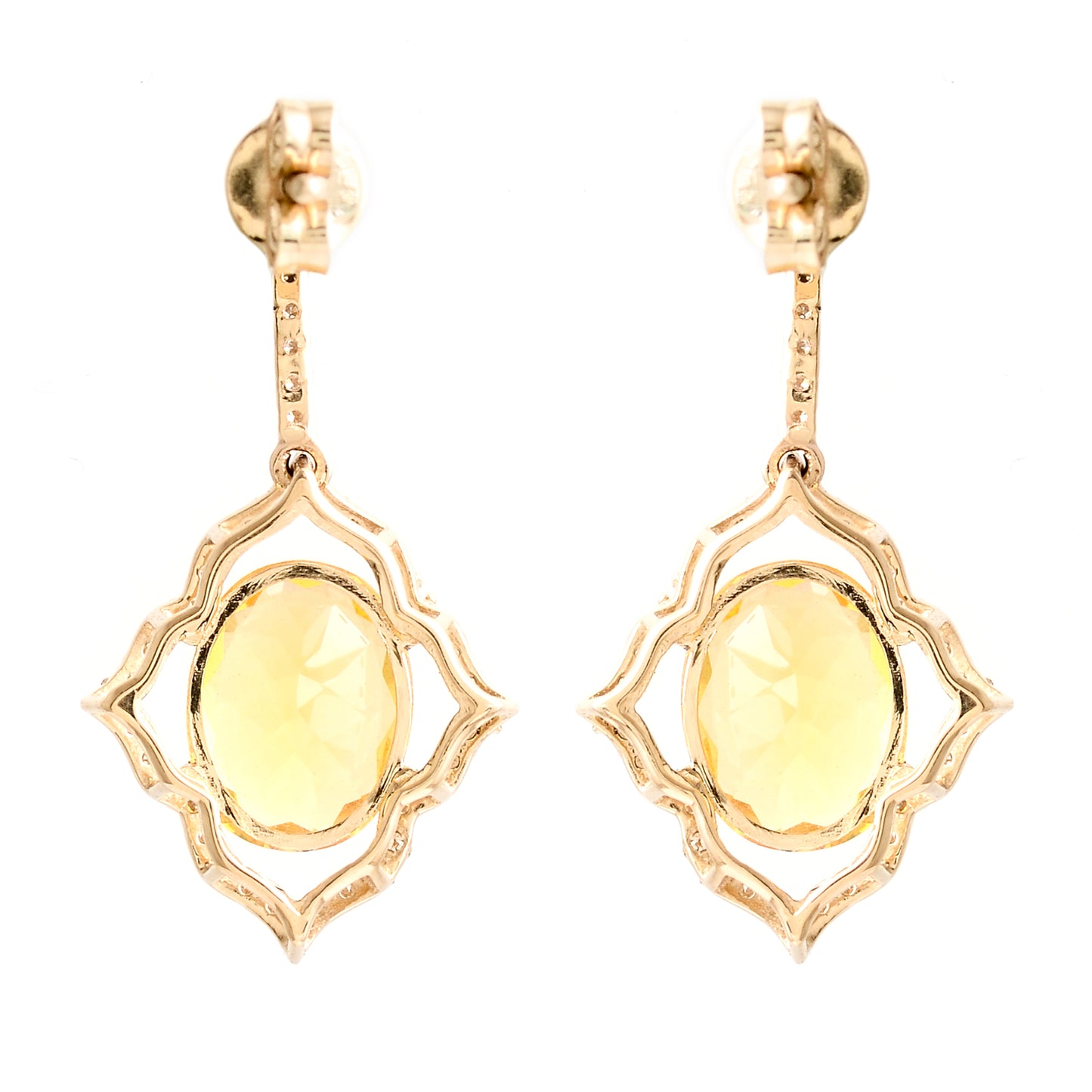 2.77 Ct Oval Mixed Cut Natural Fire Opal 14K Gold Earrings